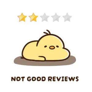 「NOT GOOD REVIEWS」という文字とヒヨコのイラスト