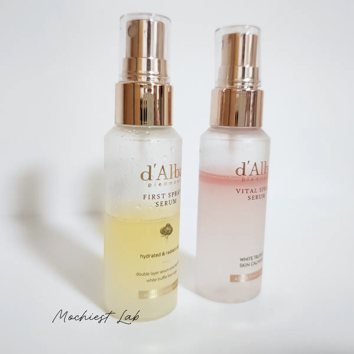 手持ちのダルバミストの黄色とピンクを並べて撮影した写真