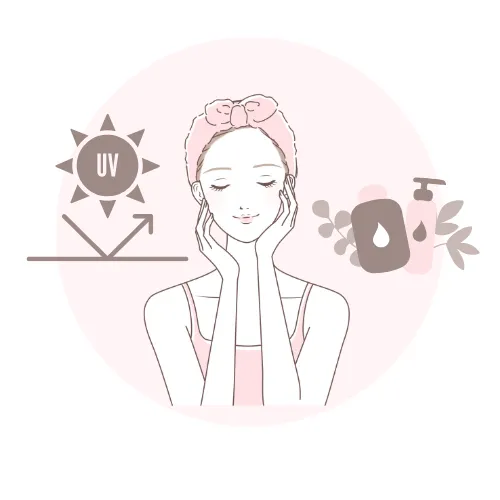 紫外線対策と乾燥対策の重要性を表したイラスト